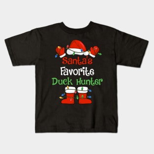 Santa's Favorite Duck Hunter Funny Christmas Pajamas Kids T-Shirt